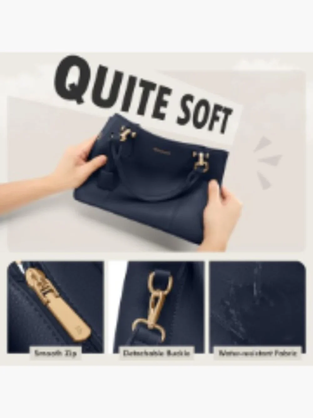 Waterproof PU Leather Satchel Handbag with Anti-Theft Pockets, Fits iPad